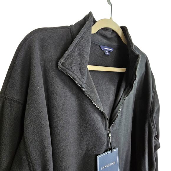 Lands End Sweater Fleece Sweater Men XXL Black Quarter Zip Sweater Men NEW - Picture 5 of 10